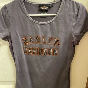 vintage bedazzled harley davidson fitted tee